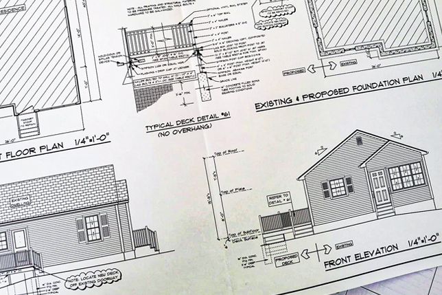 The building plans for a project that Anchor Home Remodeling worked on. 